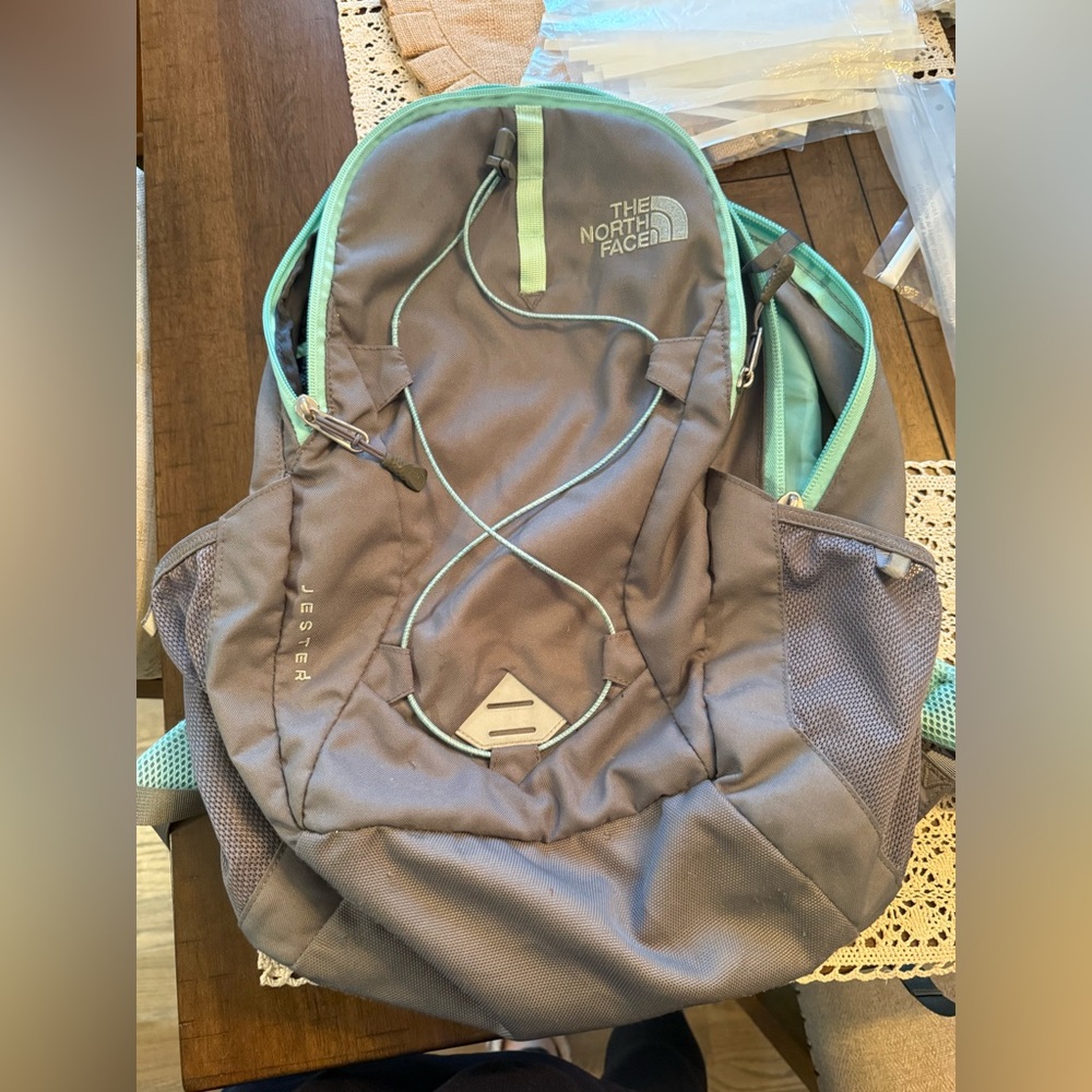 The North Face Gray and Mint Jester Backpack